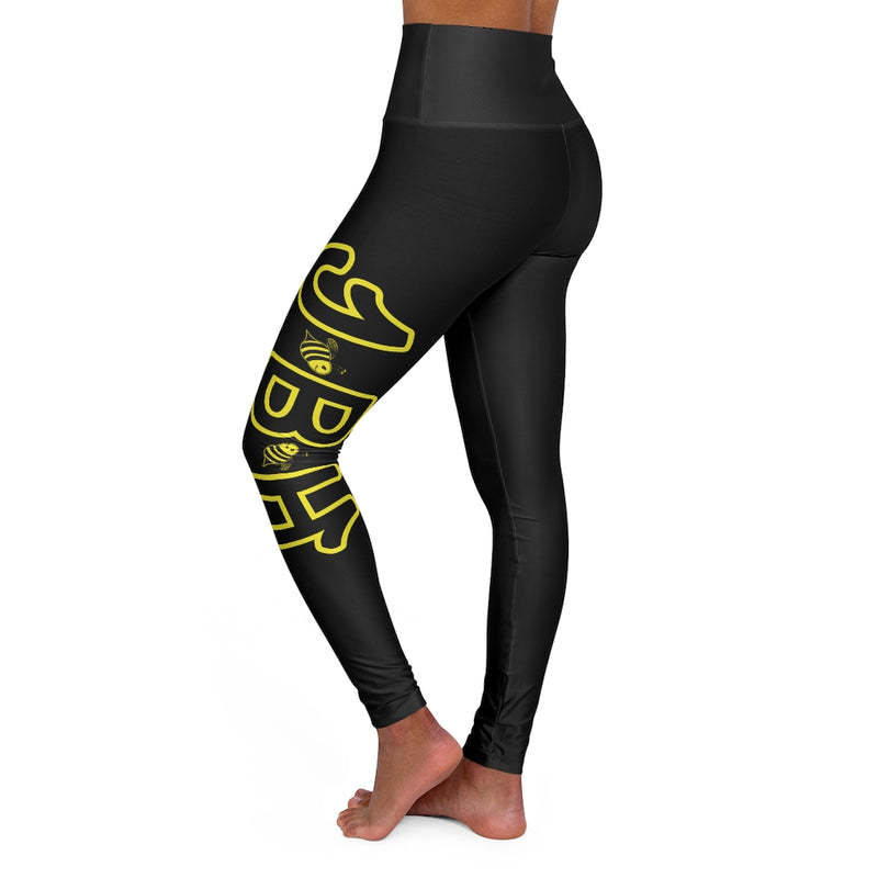 High Waisted Yoga Leggings - JBH Black & Yellow