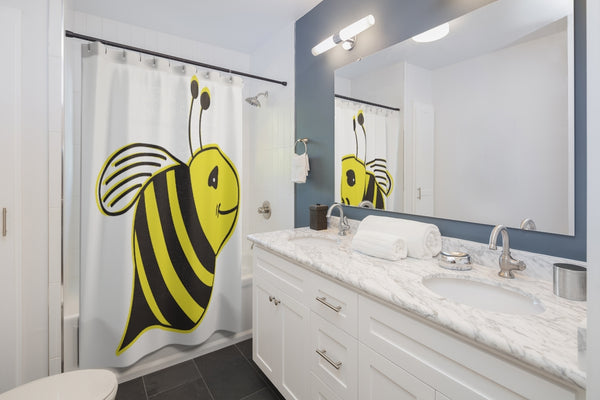 White Shower Curtains - Bee