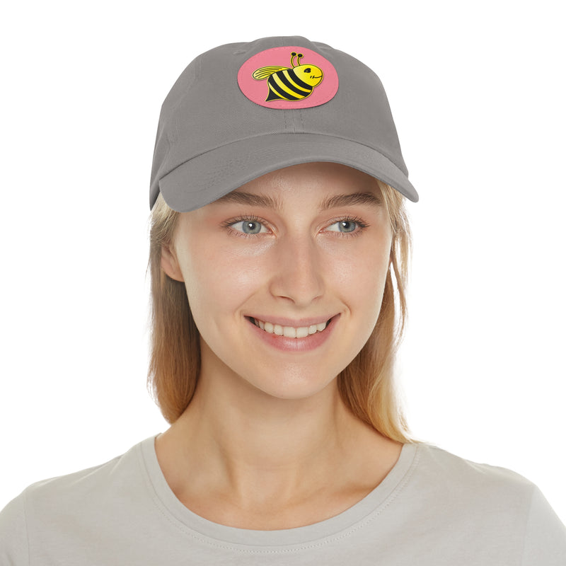 Dad Hat with Leather Patch (Round) - JBH Bee