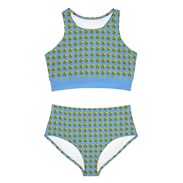 Sporty Bikini Set (AOP) - JBH Bee (Light Blue)