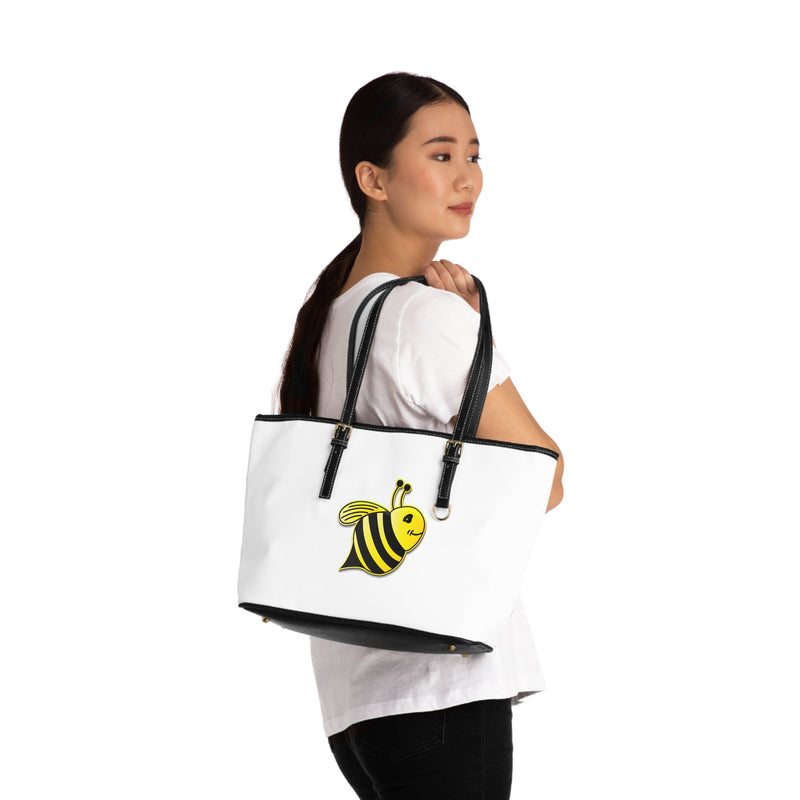 PU Leather Shoulder Bag - JBH Bee (White)
