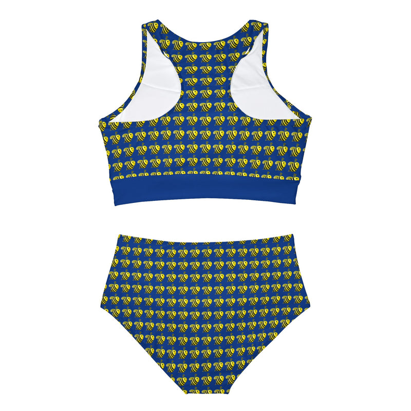 Sporty Bikini Set (AOP) - JBH Bee (Dark Blue)