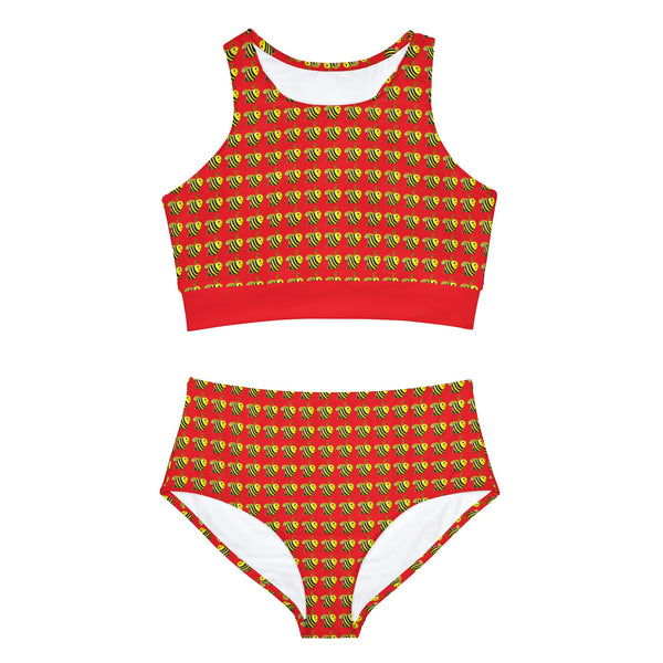 Sporty Bikini Set (AOP) - JBH Bee (Red)