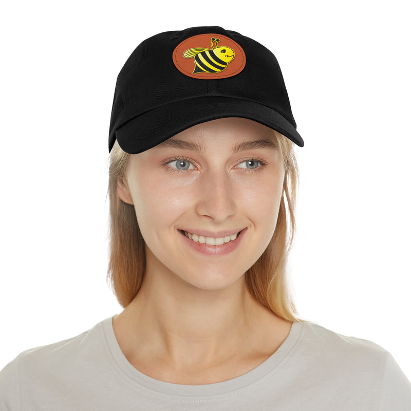 Dad Hat with Leather Patch (Round) - JBH Bee