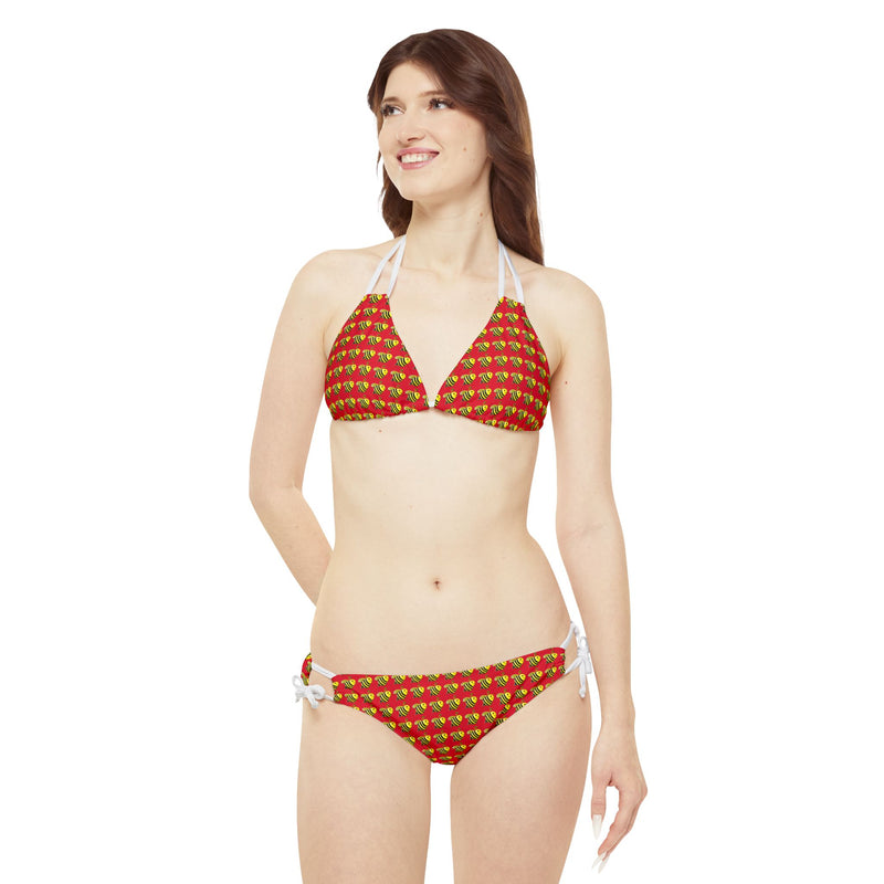 Strappy Bikini Set - JBH Bee (Dark Red)