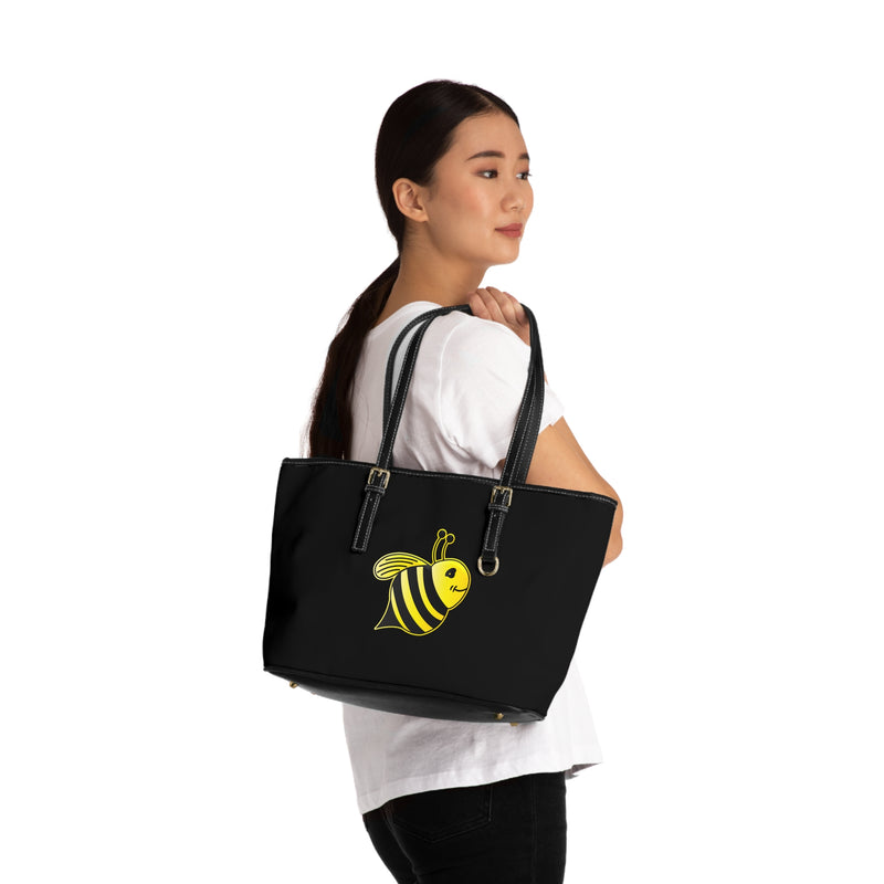 PU Leather Shoulder Bag - JBH Bee (Black)