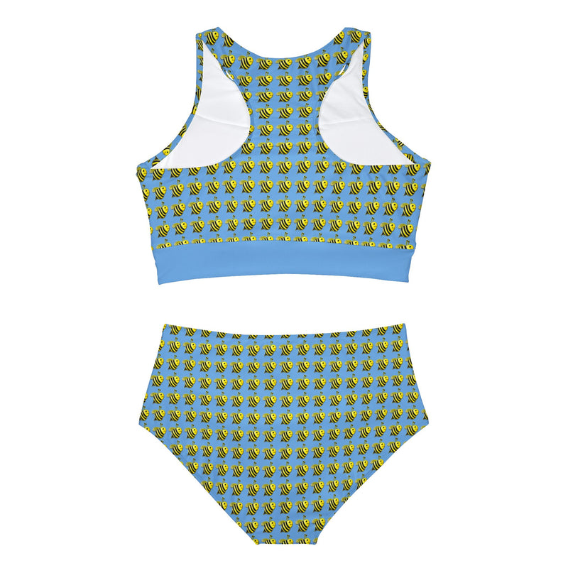 Sporty Bikini Set (AOP) - JBH Bee (Light Blue)