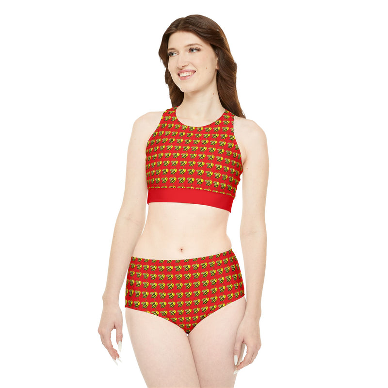 Sporty Bikini Set (AOP) - JBH Bee (Red)