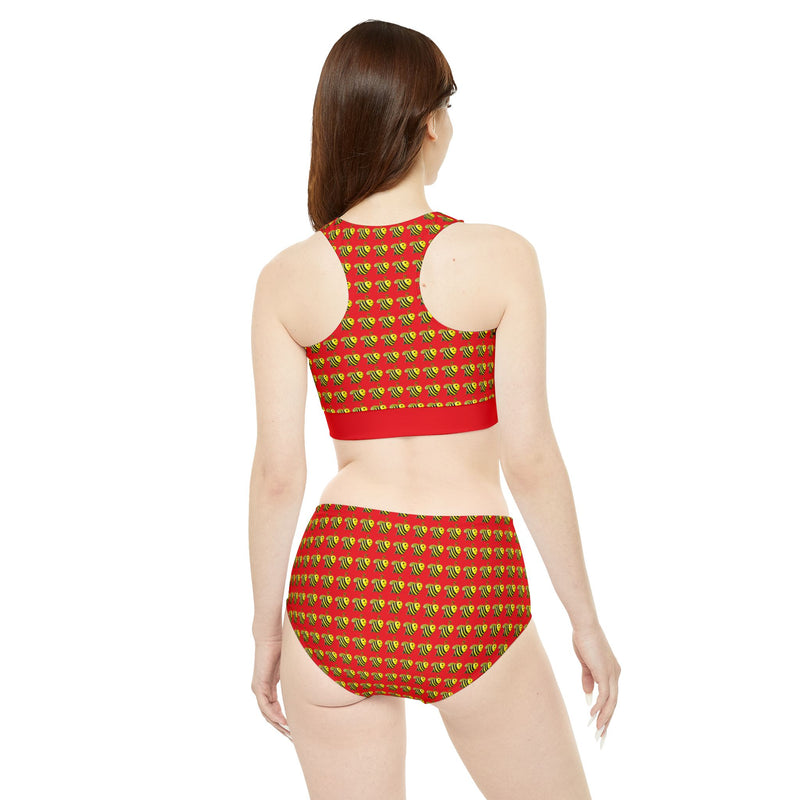 Sporty Bikini Set (AOP) - JBH Bee (Red)