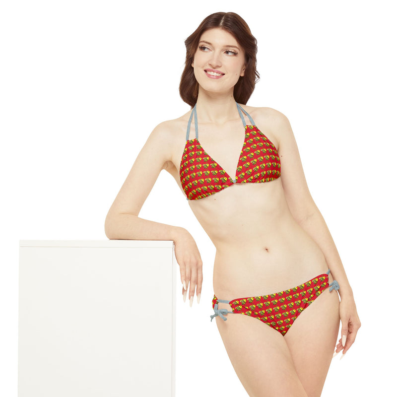 Strappy Bikini Set - JBH Bee (Dark Red)