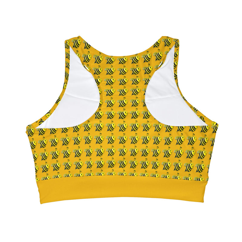 High Neck Crop Bikini Top (AOP) - JBH Bee (Yellow)