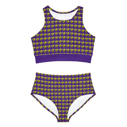 Sporty Bikini Set (AOP) - JBH Bee (Purple)