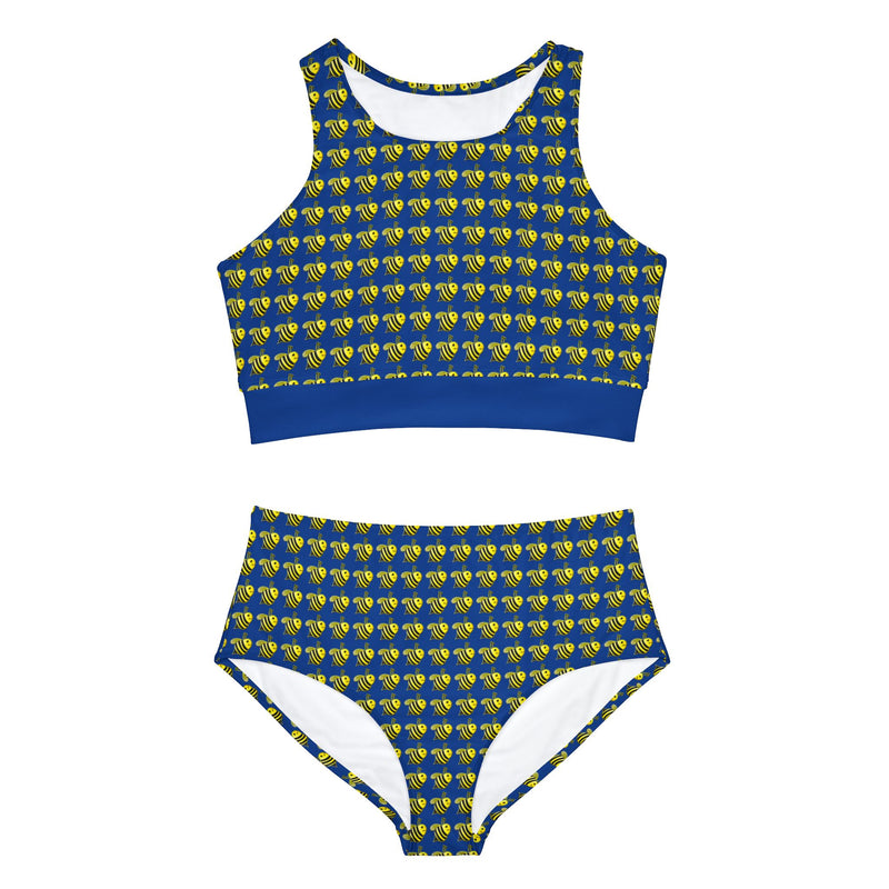 Sporty Bikini Set (AOP) - JBH Bee (Dark Blue)