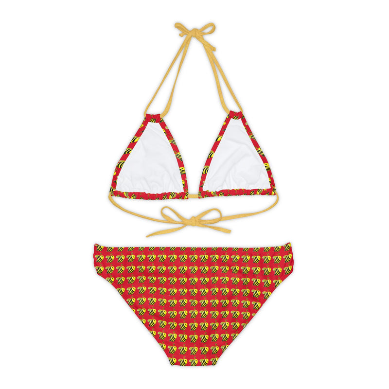 Strappy Bikini Set - JBH Bee (Dark Red)