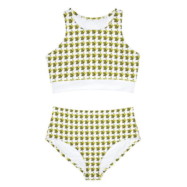 Sporty Bikini Set (AOP) - JBH Bee (White)