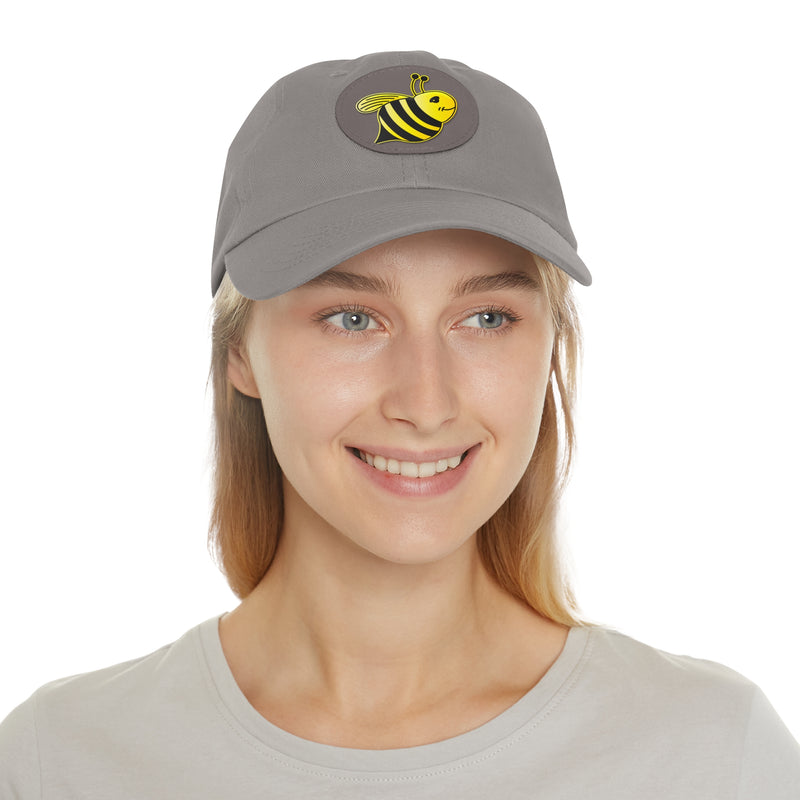 Dad Hat with Leather Patch (Round) - JBH Bee