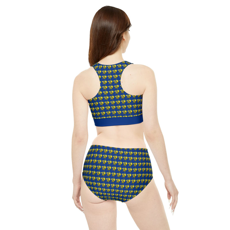 Sporty Bikini Set (AOP) - JBH Bee (Dark Blue)