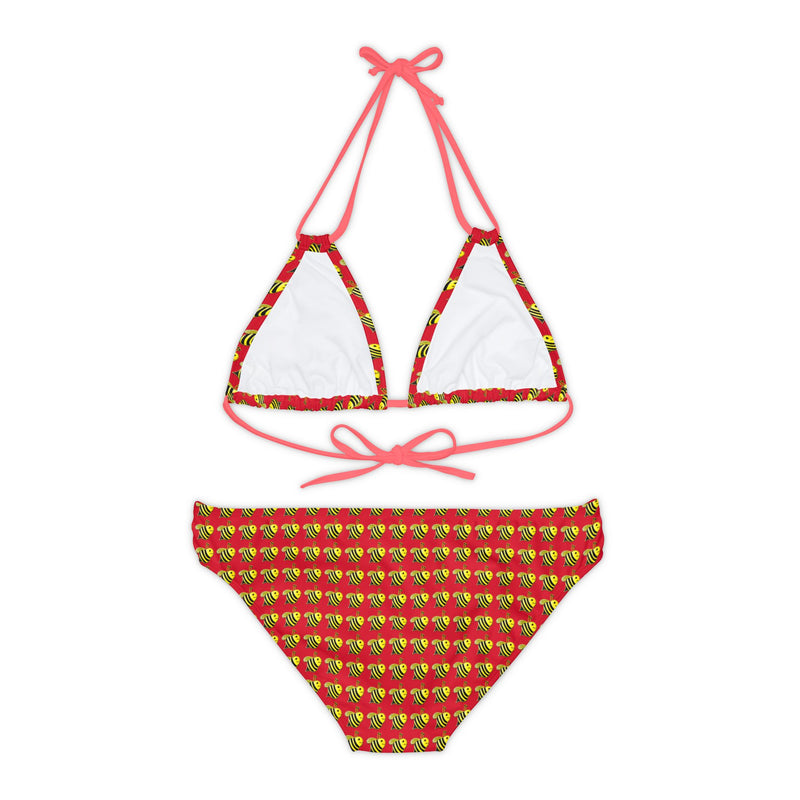 Strappy Bikini Set - JBH Bee (Dark Red)