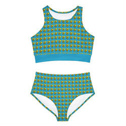 Sporty Bikini Set (AOP) - JBH Bee (Turquoise)