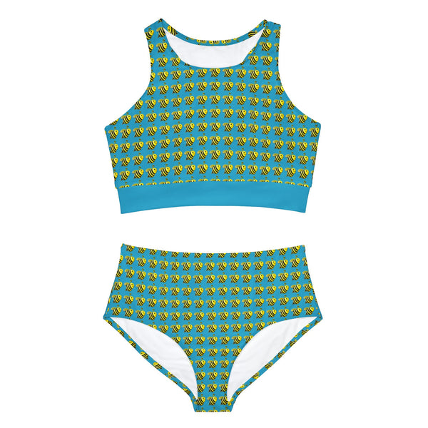 Sporty Bikini Set (AOP) - JBH Bee (Turquoise)