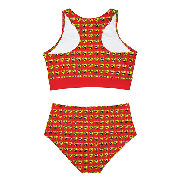 Sporty Bikini Set (AOP) - JBH Bee (Red)