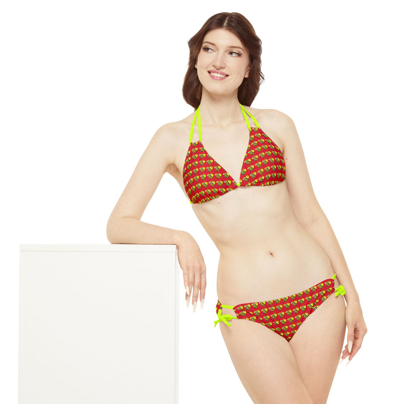 Strappy Bikini Set - JBH Bee (Dark Red)