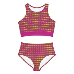 Sporty Bikini Set (AOP) - JBH Bee (Pink)