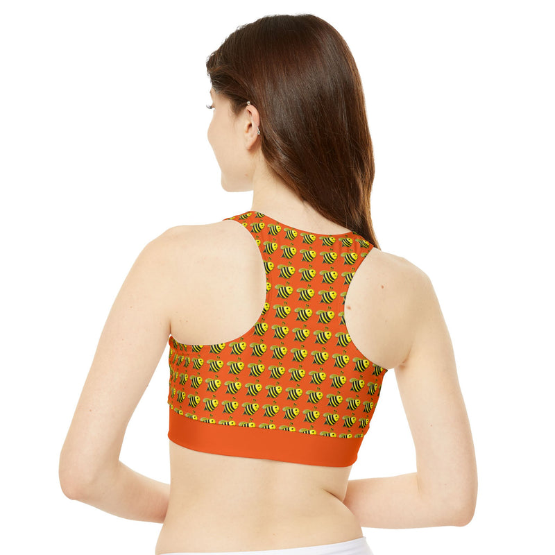 High Neck Crop Bikini Top (AOP) - JBH Bee (Orange)