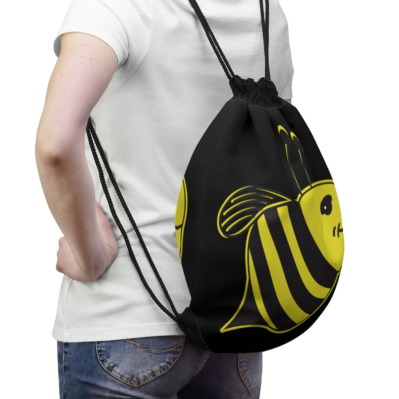 Black - Drawstring Bag - Bee