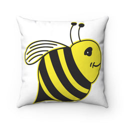 White -Spun Polyester Square Pillow - Bee