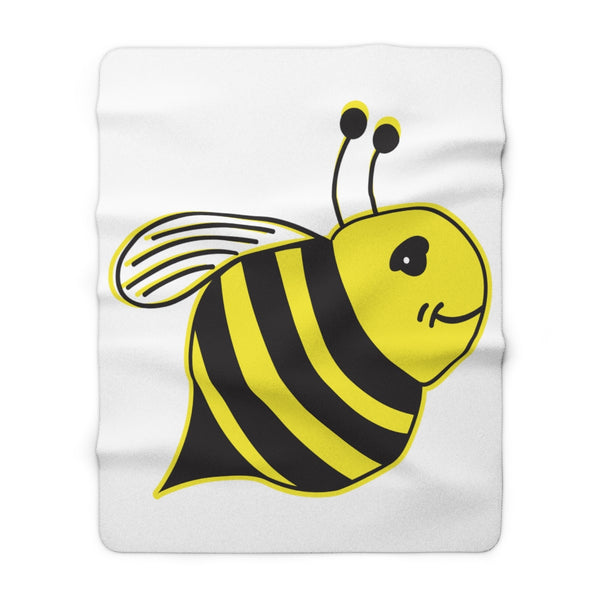 White - Sherpa Fleece Blanket - Bee