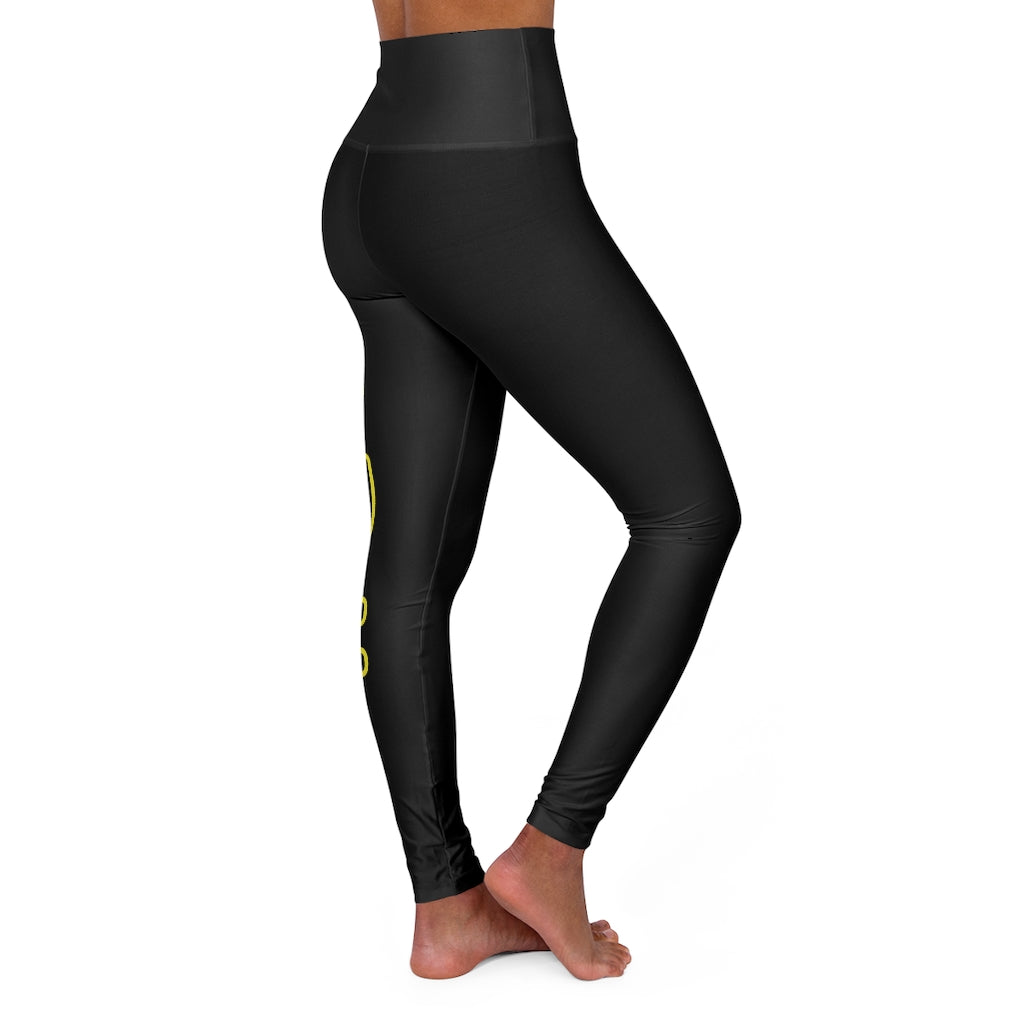 High Waisted Yoga Leggings - JBH Black & Yellow