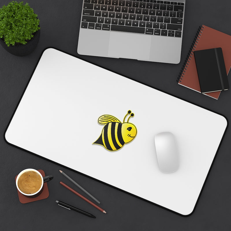 White Desk Mat - Bee