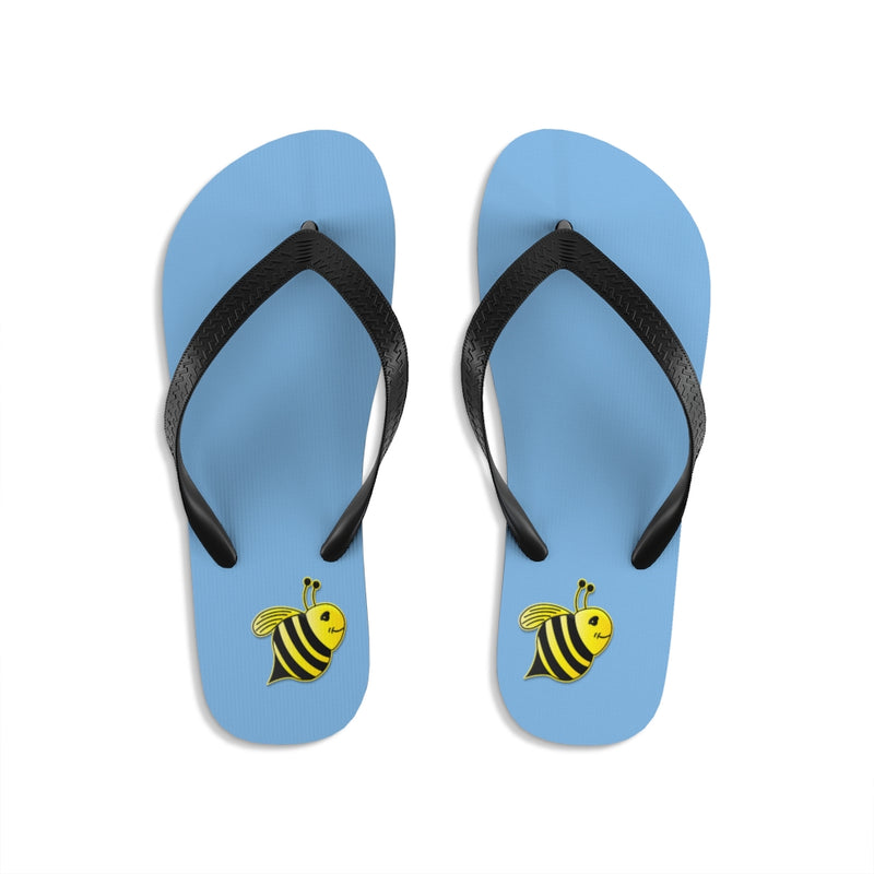 Unisex Flip-Flops - Bee (Light Blue)