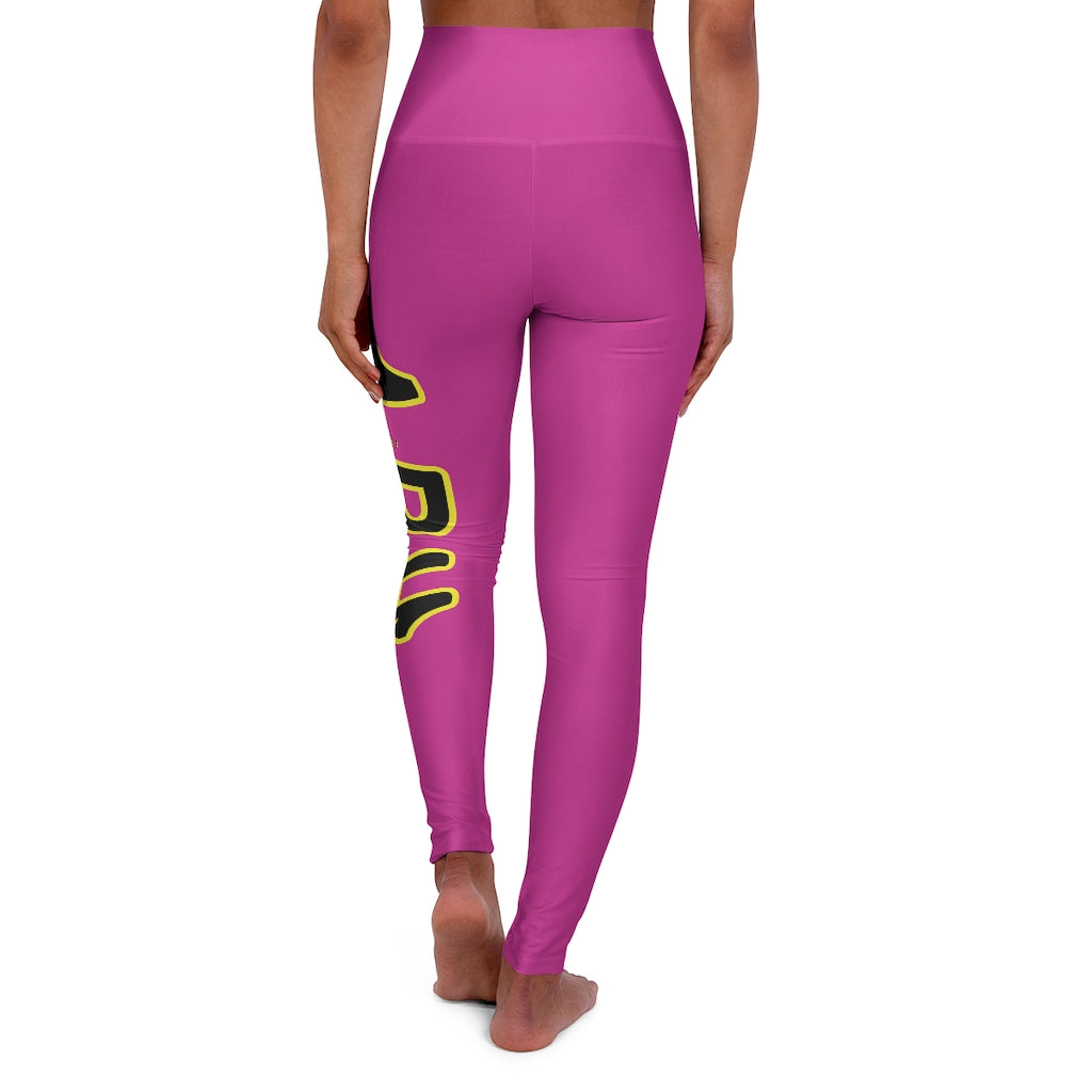 High Waisted Yoga Leggings - JBH Black & Yellow