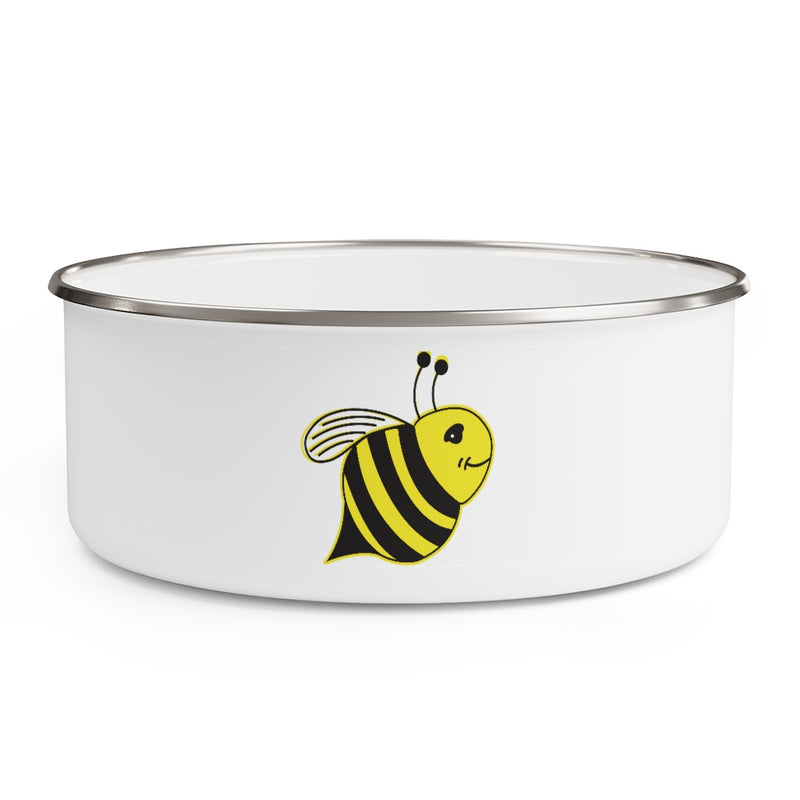White - Enamel Bowl - Bee