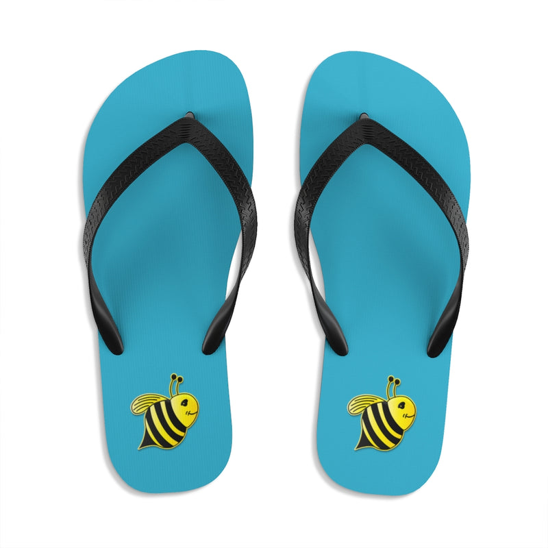 Unisex Flip-Flops - Bee (Turquoise)