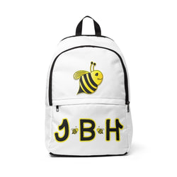 White Unisex Fabric Backpack - Bee