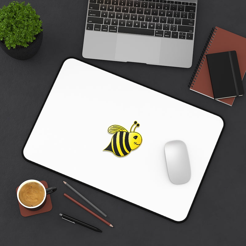 White Desk Mat - Bee