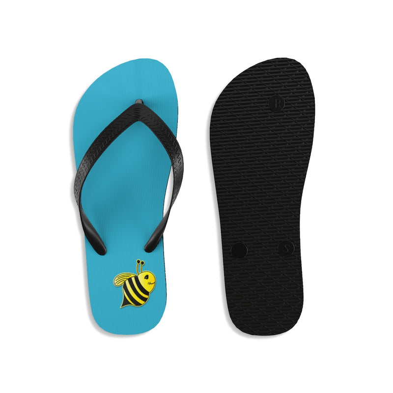 Unisex Flip-Flops - Bee (Turquoise)