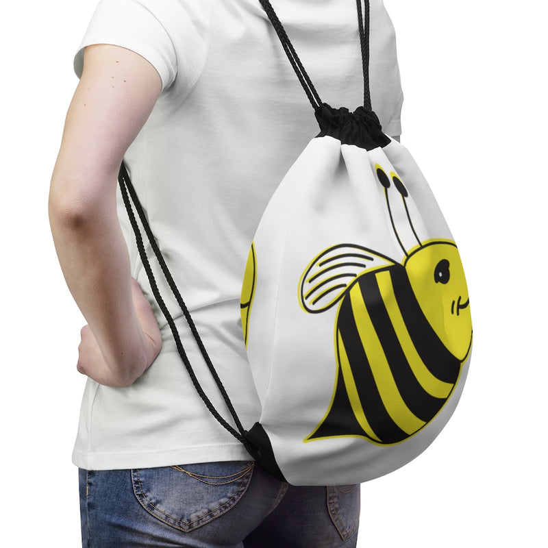 White - Drawstring Bag - Bee