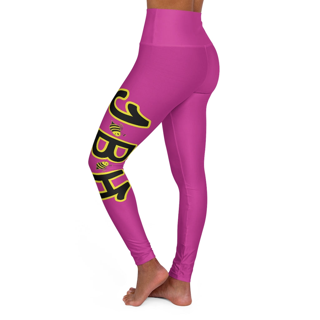 High Waisted Yoga Leggings - JBH Black & Yellow