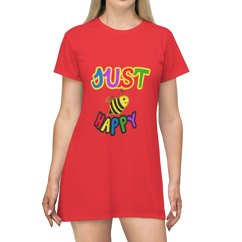 All Over Print T-Shirt Dress - JBH Multicolor (Red)