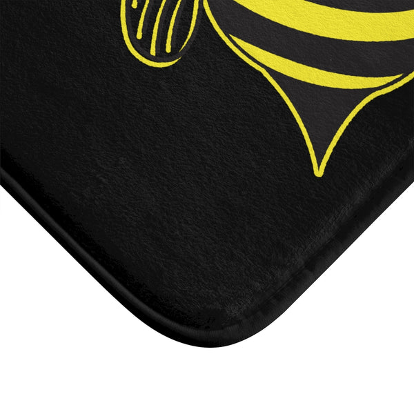 Black Bath Mat - Bee