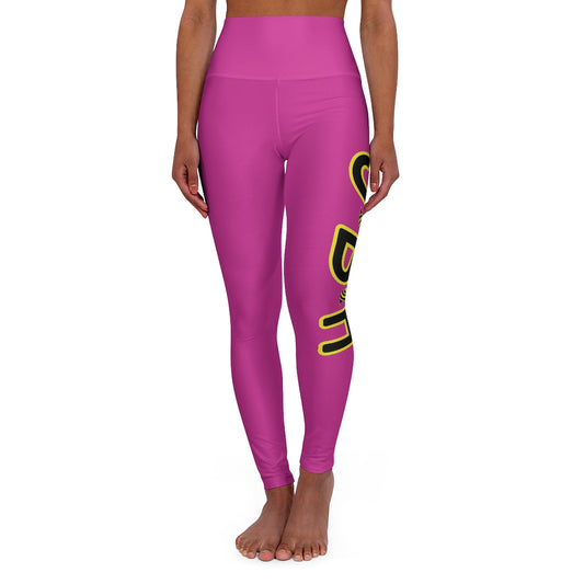 High Waisted Yoga Leggings - JBH Black & Yellow