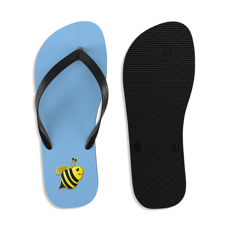 Unisex Flip-Flops - Bee (Light Blue)