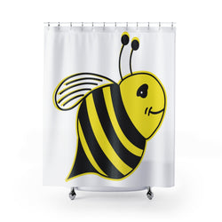 White Shower Curtains - Bee