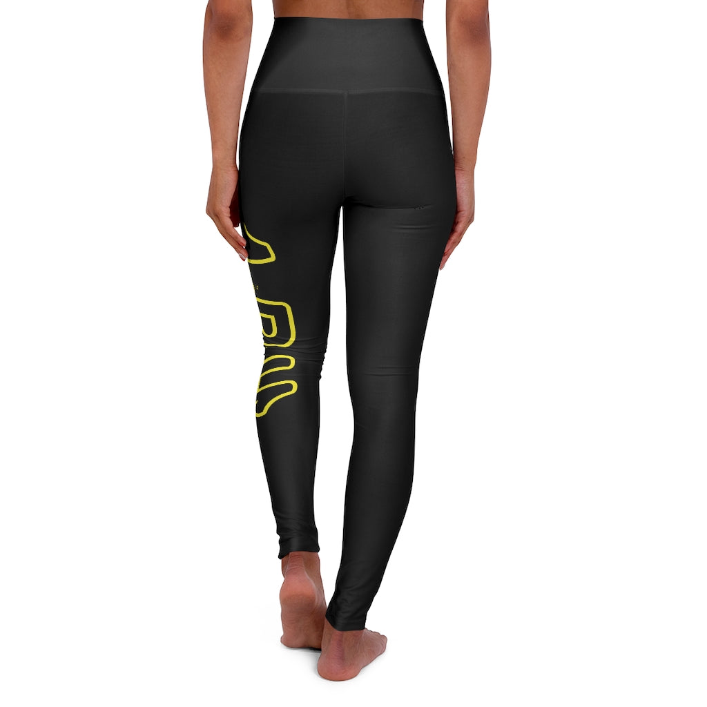 High Waisted Yoga Leggings - JBH Black & Yellow